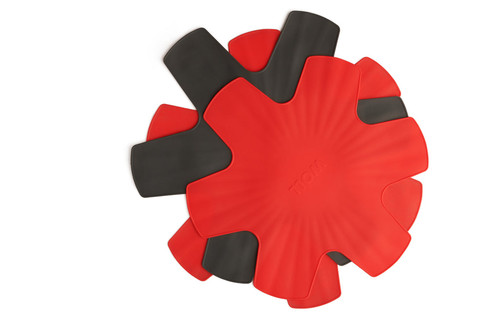 SILICONE PAN PROTECTORS 3PC SET/RED & GRAY