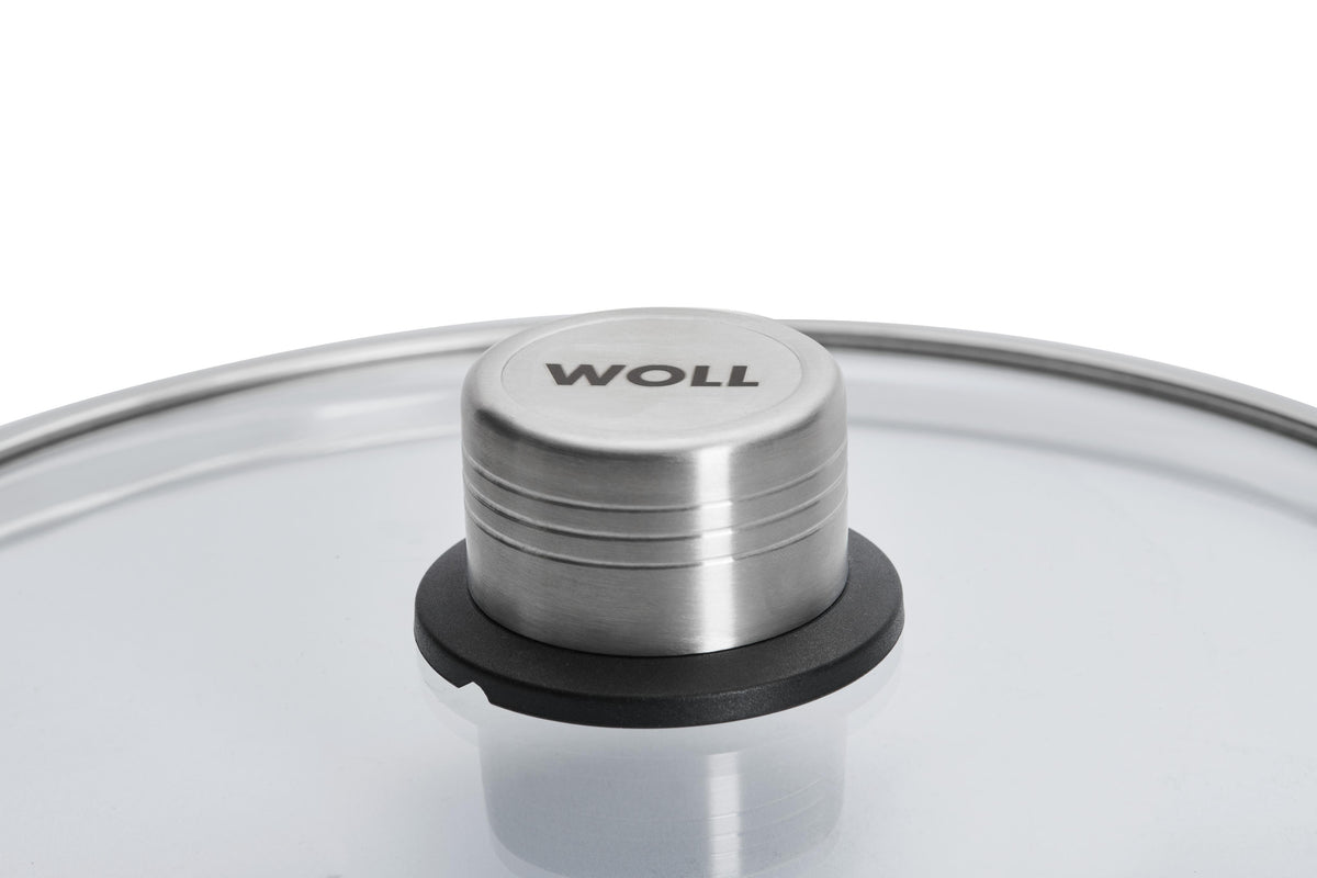 Woll Smart Lid, rond, 20 cm, bouton de couvercle avec ventilation permanente, fonction stationnement, bordure en acier inoxydable, transparent, passe au four jusqu'à 250 °C Woll Smart Lid, rond, 20 cm, bouton de couvercle avec ventilation permanente, fonction stationnement, bordure en acier inoxydable, transparent, passe au four jusqu'à 250 °C